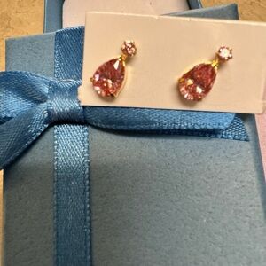 Pink Moissanite in Sakura Pink and Gold Teardrop STUD Earrings K18 Japan Gold